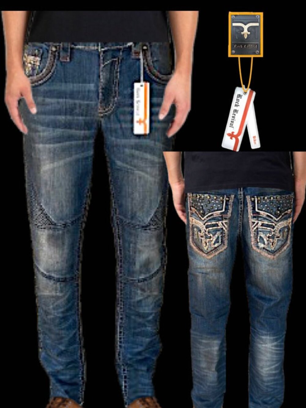 Rock Revival Lampson Vtg Blue Biker Stretch Jean Size: 36" W x 34" In TM2261K201